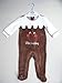 Baby Grow Warm Full Body Sleep suit Cute Xmas Little Pudding Theme Velour Brown (Newborn - 18 Months)