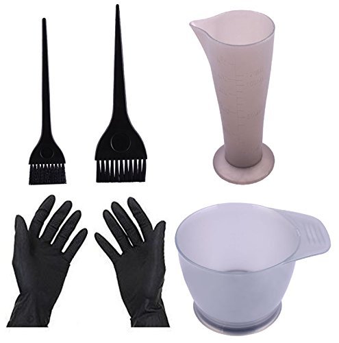 Salon Hair Coloring Dyeing Bleach Kit Dye Brush Comb Bowl Glove Tint Tool Kit 5 Pieces (Pack of 5)