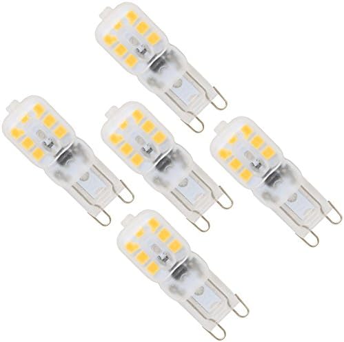 Dimmable 2.5W G9 LED Bulbs, 15W Halogen Bulbs Equivalent, 360 Degree Beam Angle, 100 Lumen, Omni Directional, Warm White, 3000K, G9 LED Bulb, Corn Light Bulb, LED Light Bulbs, Pack of 5
