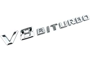 Waroomss Autocollant De Voiture, 3D Métal DIY Lettres V8 BITURBO Emblème Autocollants De Voiture Badge Numérique Badge Automobiles Logo Accessoires De Voiture Moto