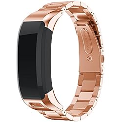 JiaMeng Banda De Reloj De Pulsera De Acero Inoxidable Metalica Correa para Garmin VIVOsmart HR Youth Watch(Oro Rosa)