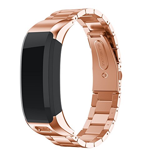 JiaMeng Banda De Reloj De Pulsera De Acero Inoxidable Metalica Correa para Garmin VIVOsmart HR Youth Watch(Oro Rosa)