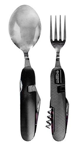NEU 2 x Outdoor Camping Besteck Klapp-Set aus Edelstahl mit Gürteltasche … - 5