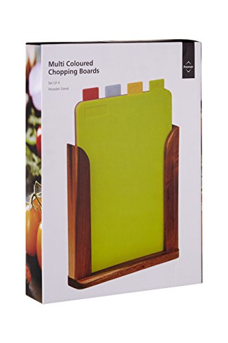 Premier Housewares Schneidebrett-Set mit Holzständer, 4 Stück - 3