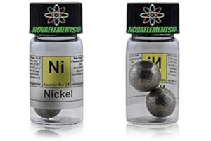 NOVAELEMENTS Nichel metallico elemento 28 Ni, sfere 99,9%> 10 grammi in fiala di vetro con etichetta