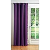 cortina morada dormitorio Color: Violeta DOUCEUR D\'INTERIEUR - 1600728, Cortina con Anillas, 140 X 260 Cm, Cocoon, Opaco Liso, Violeta