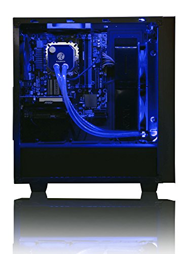 VIBOX Precision 6.76 Gaming PC – 4,2GHz AMD FX Quad-Core Prozessor, GT 710 GPU, preiswerte, Wassergekühlter Desktop Gamer Computer mit Spielgutschein, Blau Innenbeleuchtung, lebenslange Garantie* (4,2GHz übertakteter Superschneller AMD FX 4300 Quad-Core Prozessor CPU, Nvidia GeForce GT 710 1GB Grafikkarte GPU, 8GB Team Elite 1600MHz RAM, 2TB Festplatte, Raijintek Triton Wasserkühler, 400W 85+ Netzteil, NZXT Gehäuse, AM3+ Mainboard, Ohne Windows Betriebssystem) - 4