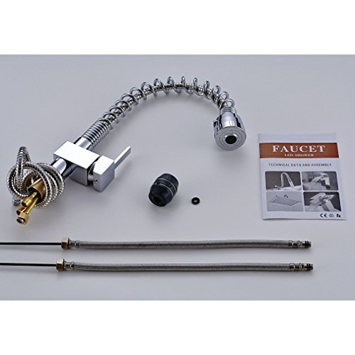 Auralum® Spültischarmatur mit herausziehbarem Brausekopf / Ausziehbare Schlauchbrause / Wasserhahn Profi Küchenarmatur Waschbecken - 5