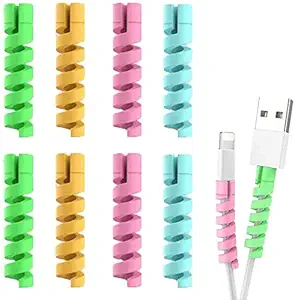 CocoRio Spiral Set of 2 (8 Pieces) Charger Cable Protector Data Cable Saver Charging Cord Protective for iPhone Samsung Mackbook Universal Earphone Cable Cover