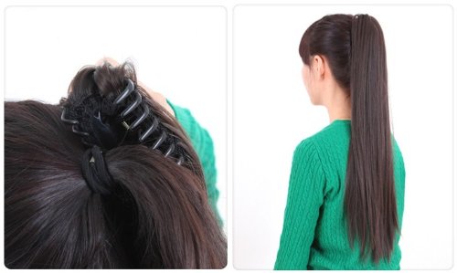 PRETTYSHOP 50cm Haarteil Zopf Pferdeschwanz glatt Haarverlängerung hitzebeständig wie Echthaar H56 - 2