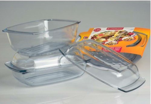 Drop & Grill Bräter - Auflaufform/Bräter mit Deckel aus Glas - ofenfest 4,1 L Neuware - Termisil