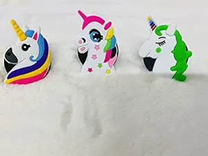 ExcluZiva Gallery Pack of 2 Cute Unicorn Finger Grip Selfie Holder Silicone Flexible Foldable Stylish Mobile Holder for Kids Girls Cell Phone Smartphone Tablet Hands Free Stand, Multicolor