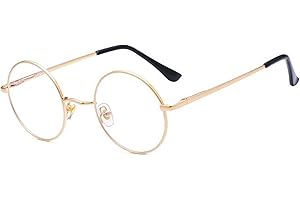LHSDMOAT Small Round Clear Lens Lennon Style Hippie Glasses for Women Men Circle Metal Frame Halloween Non Prescription Eyeglasses