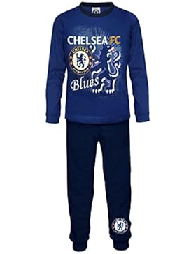 Chelsea FC - Jungen Schlafanzug - Offizielles Merchandise - Geschenk für Fußballfans - Blau