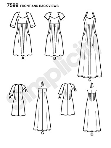 Simplicity Schnittmuster 7599 AA Damen Kleid,Habiller in 3 Variationen, Gr. 36 – 44 - 2