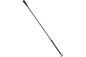 Snowbee Horse and Pony Riding Whip, Black - High-Quality Equestrian Riding Crop With Microfiber Anti-Slip Silicone Print Handle & Leather Keeper - Size 65cm