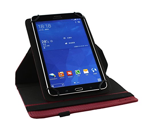 Emartbuy® Alcatel One Touch Pixi 3 ( 8.0 ) 4G 8 Zoll Tablet Universal ( 7 – 8 Zoll ) Gepolsterte Design Burgandy 360 Grad rotierende Stand Folio Geldbörse Tasche Hülle + Schwarz Eingabestift - 6