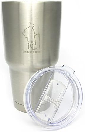 Premium 30 Oz Stainless Steel Tumbler By Walking Earth - Double Wall Vacuum Insulated Travel Coffee Mug - Great Cup For Hot &amp; Cold Drinks &amp; Beverages