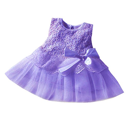 Cute Girls Dress Baby Kids Infants Toddlers Princess Party Gown Tutu Lace Bowknot Dress (2:(4-8 Month), Purple)