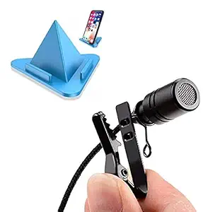 ZOBRAS Collar Mic with Metal Clip Holder, Microphone for Recording Online Gaming/YouTube/Instagram/Live Streaming/Vlogging Compatible for All Android Smartphone iOS Devices & Mobile Holder Stand.