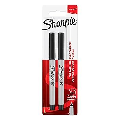 Sharpie Marqueurs Permanents, Pointe Ultrafine, Noirs, Lot de 2