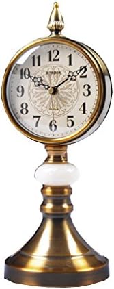 ZAZAZA plague ancient 12-metal customs gilded copper desktop clock with Arabic numbers Welcome silent seats Bell (size: (a)