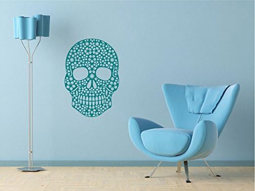 Skull Floral Sugar Candy Cool Large Vinyl Wall Art Sticker Decal Living Room Hallway Porch Large 80cm x 56cm