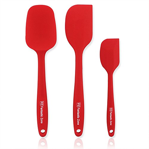 Jooks Silikon Spatel Hitzebeständig Spatulas Schwarz Rot BPA Frei Silikon Teigschaber Schwarz Rot Set Nicht-Stick Einem Kern Edelstahl und Nahtloses Einteiliges Design - 6