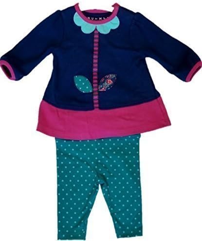 Ex Nutmeg Baby Girls Dress &amp; Leggings Set Flower Motif 0 3 6 9 12 18 24 Months (Newborn)