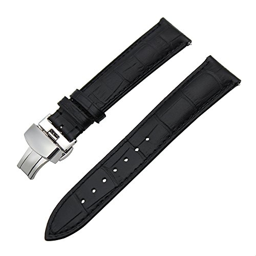 TRUMiRR 22mm Liberación Rápida Banda de Reloj de Pulsera de Cuero Genuino con Hebilla de Mariposa para Samsung Gear S3 Frontier Classic, Moto 360 2 46mm, ASUS ZenWatch 1 2 Hombres, Pebble Time, LG G
