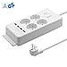 Produktbild 4-Fach Steckdosenleiste Steckerleiste 1,5 m Kabel für Haushaltsgerät bis 4000W 250V 16A belastbar 4 USB Ladegerät 3,4A, erhöhter Berührungsschutz und Überspannungsschutz,TUV GS CE Rohs Zertifiziert
