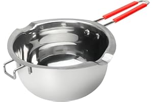 JEMESI Creuset pour Bain-Marie,1200ml ChaudièRes Universelles en Acier Inoxydable,avec PoignéE RéSistante à La Chaleur,Fond Plat,pour La Chauffage du Lait,du Beurre Ou du Chocolat