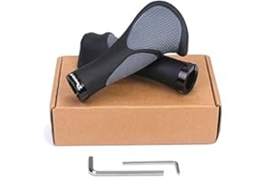 FENRAD Poignées de Guidon Ergonomique Design 22mm, Générique Poignée Antidérapant avec Double Verrouillage en Caoutchouc de Vélo MTB, pour Vélo de Trekking, VTT Electrique et Vélo de Ville (Noir/Gris)