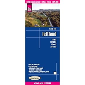 Letonia, mapa de carreteras impermeable. Escala 1:325.000. Reise Know-How.