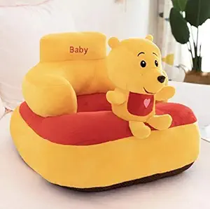 RVA Pooh Toy Shape Baby Supporting Seat Soft Plush Cushion and Chair for Kids - Yellow (0-4 Years)