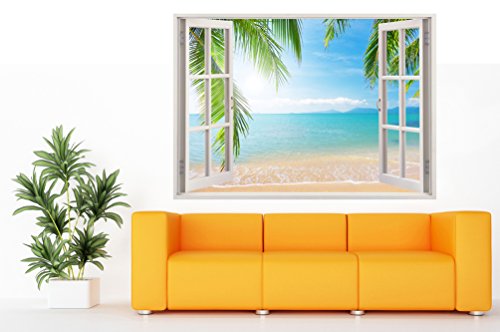 3D-Wandbild Geöffnetes Fenster – großformatig aus hochwertigem Vinyl – wiederverwendbar – 85 x 115 cm – Wandaufkleber – Wandgemälde für Wand – Hochwertige Aufkleber – Wandtattoo Fenster - 9