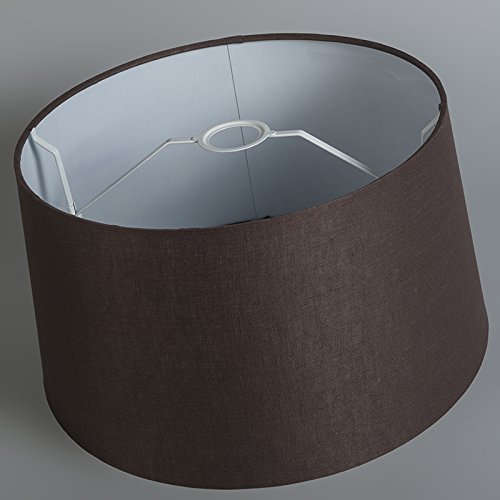 QAZQA Leinen Lampenschirm 40cm rund DS E27 leinen braun , Rund konisch Schirm Pendelleuchte, Schirm Stehleuchte, - 4
