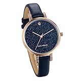 Lancardo Damen-Armbanduhr, Quarz, Zifferblatt mit Sternen, Armband aus PU-Leder, wasserdicht, für Damen, Nicht teuer, Blau