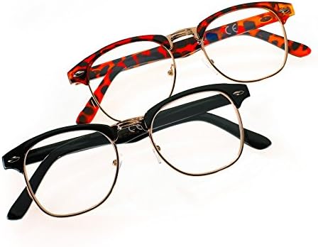 Set 3 Pairs Women Men Ladies Retro Square Reading Glasses +0.5 +0.75 +1.00 +1.5 +2.0 +3.0 +4.0 Romens Ltd (Set 2 Pair Retro, +1.5)