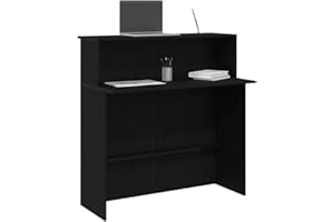 Hommdiy Empfangstheke Schwarz 100x50x103,5 cm Empfangstresen Kassentheke Empfangstisch für Büro,Salons Holzwerkstoff