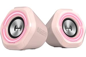 EDIFIER Hecate G1000 - Enceintes Gaming Actives RVB, Bluetooth 5.0, Entrées AUX, USB, 10W, Rose