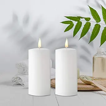 AuraDecor Set of 2 White Pillar Candles Unscented 3*6 Inches Each ( Burning Time 90 Hours Each )