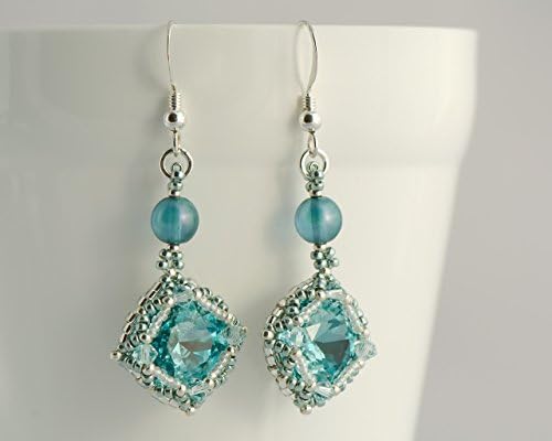 Turquoise Crystal Vintage Style Earrings with either Sterling Silver or Gold Filled Earwires