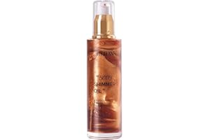 Go Ho Shimmer Body Oil,Moisturizing Light Shimmer Glow Illuminator,Non-sticky Body Luminizer Liquid Highlighter Makeup Your Skin,Smooth Liquid Spray Summer Body Illuminator (2.8 Fl Oz,#3 Bronze Gold)