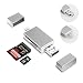 Produktbild SD-Kartenleser Adapter, 3 in 1 mit Lightning/Micro USB/USB unterstützt IOS 9; Computer Memory Card Reader für iPhone/iPad/Mac/PC/OTG Android/Digital Kameras (SILBER)