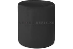 Serenity Headboards VICTORIA ROUND PLUSH VELVET FOOTSTOOL POUFFE DRESSING TABLE SEAT VANITY FOOTREST (Black)