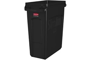Rubbermaid Commercial Products Vented Slim Jim Waste Receptacle Bin 60 Litre Black 1955959