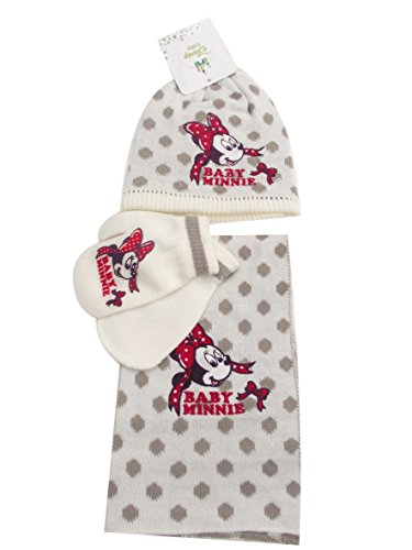 BNWT Girls pink winter baby Minnie Mouse Hat & scarf & miit christmas gift 2-4 Years (18-24 months, beige)