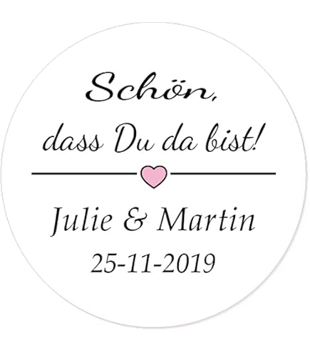 MameArt 50stk 4cm Personalisiert Hochzeit Aufkleber, Mit Namen Und