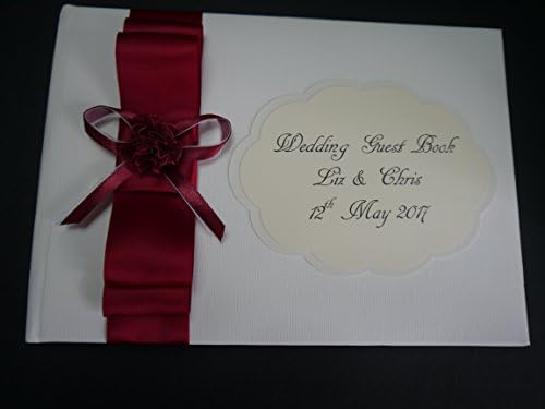 Wedding, Guest Book, Satin Ribbon With Bow, Personalised, Birthday, Silver, Gold, Burgundy, Lilac or Fuschia